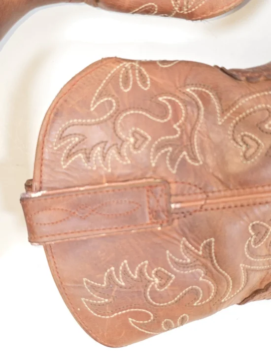 Ariat Fatbaby Brown Leather Chunky Embroidered Western Cowboy Boots Women's 7.5 - Picture 10 of 12
